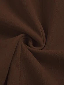 SHEIN Clasi 秋季大码女式纯色翻领长袖单扣优雅修身西装外套 - 咖啡棕 - 查看 8