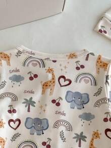 Loomiva طقم ملابس مريح للرضيع صبي/بنت (جمبسوت + قفازات + قبعة + بطانية لف الرضيع + لف الرضيع) للخريف والشتاء - متعدد الألوان - مشاهدة 5