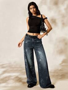 Easelle Washed Distressed Denim Shorts Summer - Dark Wash - View 8