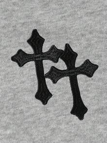 Manfinity Dauomo Men's Casual Cross Embroidered Shorts, Summer