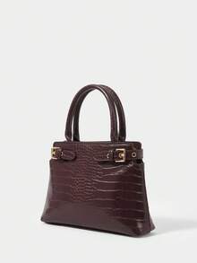 SHECARRY Women Top Handle Bags Crocodile Autumn Winter School Travel Commute Work Elegance Exquisite Hand-Carry Or Cross-Body, Best Mother's Day Gifts Women Espresso Brown - Coffee - View 2