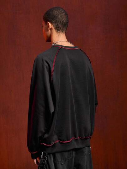 A Nightmare on Elm Street X ROMWE Sudadera casual diaria de cuello redondo con gráfico de letras y números para hombre, otoño