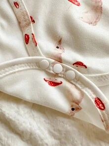 Vintaside Kids 3 Potong Set Bodysuit Bayi Perempuan, Gaya Pedesaan Modis Serbaguna Cocok untuk Semua, Bodysuit Lengan Panjang Motif Kelinci & Jamur Lucu, Cocok untuk Musim Semi, Musim Gugur & Musim Dingin - MultiWarna - View 7