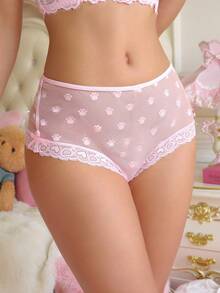 1 buc chiloți sexy drăguți cu labă de pisică, cu imprimeu cu fundă, pentru femei - Roz - Vizualizare 4