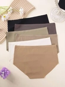 6pcs/Pack Seamless Solid Color Triangle Briefs Set, Simple Style - Multicolor - View 2