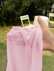 CovetEZ Plus Size Women's Solid Color See-Through Crew Neck Long Sleeve Top - Pink - View 10