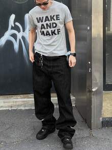 DAZY 男士宽松休闲牛仔裤，带口袋，春夏，垃圾摇滚 - 黑色 - 查看 3