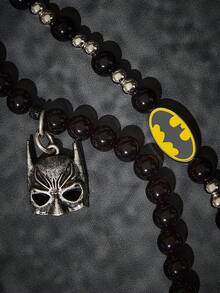 BATMAN X SHEIN 时尚黑色手工串珠手机饰品，锌合金手机配件 - 彩色 - 查看 4