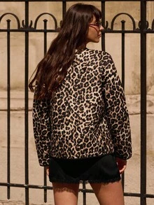 lacRébo Spring Summer Lightweight Quilted Leopard Print Reversible Jacket Spring Women Clothes Spring Summer Leopard Jacket Going Outfits Cheetah Jacket - Multicolor - View 2