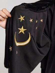 ROMWE EDITION Áo khoác nữ dáng Regular Fit thêu hình mặt trăng và ngôi sao, thích hợp cho lễ Halloween - màu đen - Xem 9