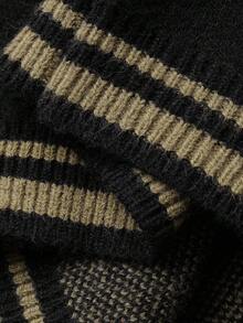 DAZY Toddler Boys' Round Neck Contrast Stripe Casual Long Sleeve Cardigan