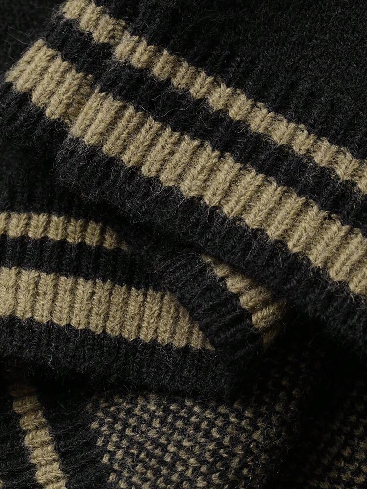 Toddler Boys' Round Neck Contrast Stripe Casual Long Sleeve Cardigan