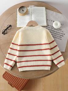 Baby Jungen & Mädchen Pullover, Rundhals, gestrickt, langärmelig, Streifendesign, lässig, bequem, modisch, geeignet für täglichen Gebrauch, innen, außen, Reisen, Schule