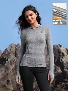 In My Nature Casual Fashionable Versatile Zip-Up Long Sleeve Women Outdoor Jackets - Light Grey - View 1