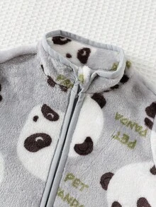 Cozy Pixies Giacca a maniche lunghe con stampa di panda cartoni animati per neonato maschio, versatile e confortevole