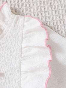 SHEIN Vestido de jacquard con parches florales y moño 3D para niñas, atuendo casual diario, lindo y elegante para vacaciones