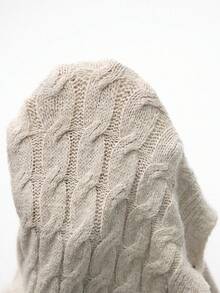 Elenzga 大码女式秋冬抽绳针织休闲街头风格圆领长袖开衫 - 杏色 - 查看 8