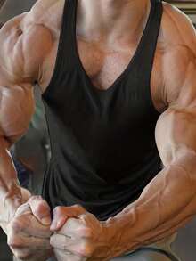 Manfinity Sport PWRUP 男友风格男士纯色工字背心运动背心健身上衣背心套装健身上衣健身上衣透气