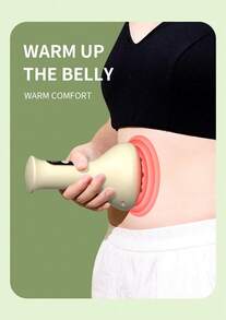 Teckwe جهاز تدليك كهربائي ساخن، أحجار ساخنة للتدليك، فرشاة لخطوط الطاقة، أداة تدليك السيلوليت، تنظيف عام للجهاز اللمفاوي، العجن والتدليك البطني والظهري، للاستخدام المنزلي - اصفر فاتح - مشاهدة 3