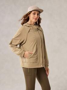 OutZeal 女士防水可调节帽侧口袋户外夹克徒步露营 - 卡其色 - 查看 7