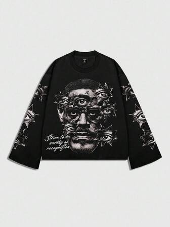 Street Life T-shirt ample à manches longues et coupe courte avec graphique rétro, pour l'automne, style années 2000