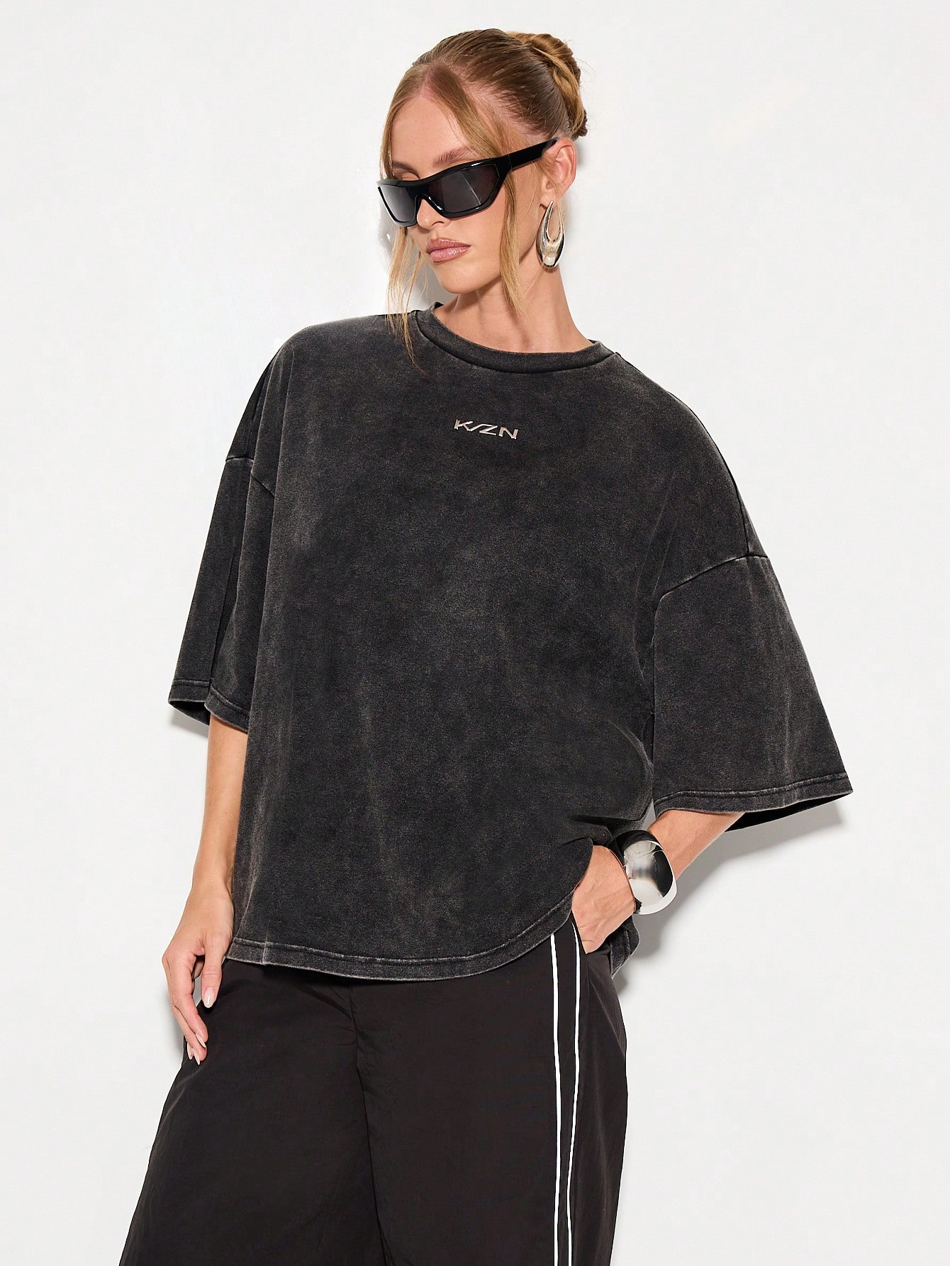 KIZN T-shirt oversize délavé avec imprimé KIZN