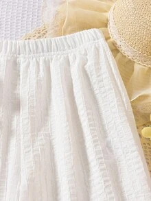 Conjunto de 3 blusas e calças curtas com detalhes florais para meninas adolescentes e laços - Rosa chiclete - Visão 4
