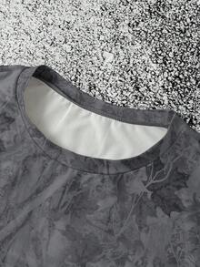 Manfinity Dauomo Men's Casual Round Neck Short Sleeve Tree Branch Print T-Shirt - Black - View 6