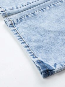 Tween Girls Y2K Style Jeans, Autumn/Winter New Arrival, Vintage Wash Effect, Casual Versatile All-Match, Minimalist Fashion, Loose Fit, Cute Print, Straight Leg, Everyday Wear, Girls Denim Pants For School, Social, Commute, Multi-Occasion Printed Jeans