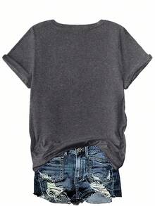 EMERY ROSE Salty With Umbrella Graphic Tee - Vintage Style Summer Beachwear For Women, Perfect For Vacation And Everyday Wear, Crew Neck T-Shirt