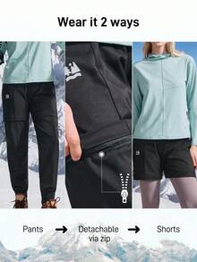 In My Nature Pantalones de senderismo casuales para mujer, adecuados para montañismo, ejercicio y deportes. Pantalones de senderismo convertibles con cremallera para mujer, pantalones de senderismo al aire libre - Negro - Ver 3