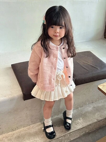 DAZY 婴幼儿女童纯色休闲清爽甜美开衫，秋冬