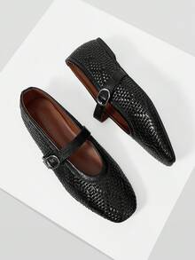 MOTF 时尚、优雅、舒适的复古玛丽珍芭蕾平底鞋，适合女性全年穿着 - 黑色 - 查看 9