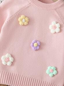 SHEIN Vintaside Kids 女婴针织毛衣和条纹裤两件套，优雅时尚，舒适耐穿，适合秋冬季节，居家、户外、旅行等各种场合。这款秋冬季女婴针织套装包含两件毛衣，是秋冬季女婴的理想之选。柔和的碎花图案，更添秋日气息。 - 粉色 - 查看 6