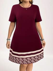 SHEIN LUNE Große Größen Sommer Lässig Gestreiftes & Geometrisches Muster Kleid