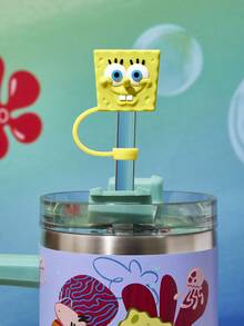 SpongeBob SquarePants | SHEIN 0.4英寸/10毫米卡通图案防尘吸管套，适用于8-10毫米吸管 - 彩色 - 查看 2
