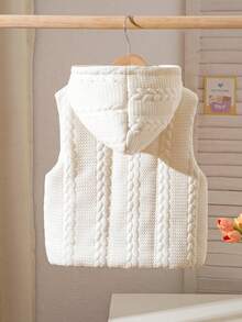 Young Girl' Winter New Simple Versatile Thick Vest, Reversible Quilted Hooded Zip-Up Sleeveless Padded Coat Fall - White - View 2