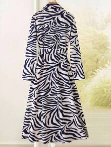 Rusticease Women's Fashion Casual Zebra Print Waist Tie Long Dress  Women's Winter Sweater Fall Women Clothes  Fall Clothes For Women  Autumn Clothes   Winter Dress Women Dresses For Women Elegant  Dresses For Women Casual , Casual Women Outfits  Party  Elegant Dresses For Women Casual Long Dresses  Fall Dresses For Women