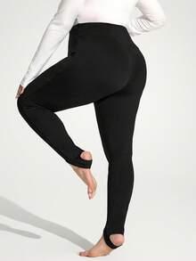 Enliva 大码女式修身保暖打底裤，适合万圣节/秋季/冬季穿着 - 黑色 - 查看 2