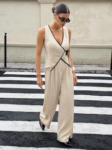 SHEIN Tall 女士日常两件套服装 - 杏色 - 查看 10