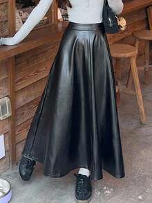 DAZY Women's Solid Color Casual A-Line Loose Skirt Fall Skirts