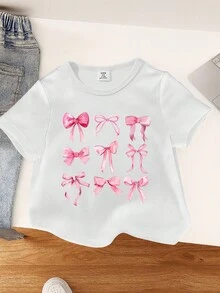 Áo thun cổ tròn in hình bướm cho bé gái - trắng - Xem 2