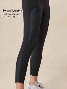 OutZeal Women Outdoor Black Leggings Running Gym Outfit Quick-Drying Mesh Design Tummy Control High-Waist With Back Pocket