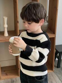 DAZY 幼儿男童休闲条纹圆领宽松针织毛衣，秋冬