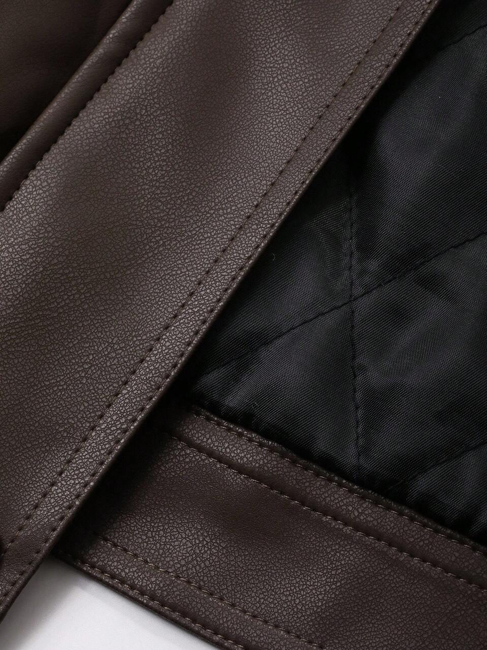 Short PU Leather Jacket With Faux Fur Collar, New Arrival Winter Coat