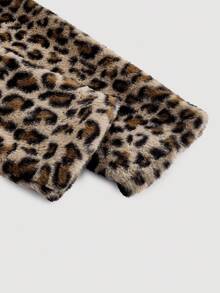 SHEIN MOD Plus Size Faux Leopard Fur Print Cropped Faux Fur Coat,Winter,Red,Western,Night Out Club Retro Autumn Fall Coats - Multicolor - View 5