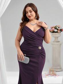 Coutiva Váy dạ hội trang trọng cỡ lớn (được đính nhiều họa tiết) - Màu tím - Xem 6