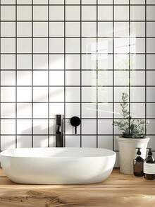 1 BỘ 10 MIẾNG GẠCH ỐP TƯỜNG MÀU TRẮNG KẺ CARO - TẤM GẠCH PVC TỰ DÍNH DỄ DÀNG BÁM VÀ DÁN CHO NHÀ BẾP, PHÒNG TẮM VÀ PHÒNG GIẶT. - Nhiều màu - Xem 5