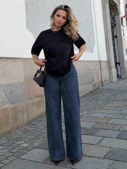 Jeta Ari Women's Mid-Rise Loose Fit Denim Pants