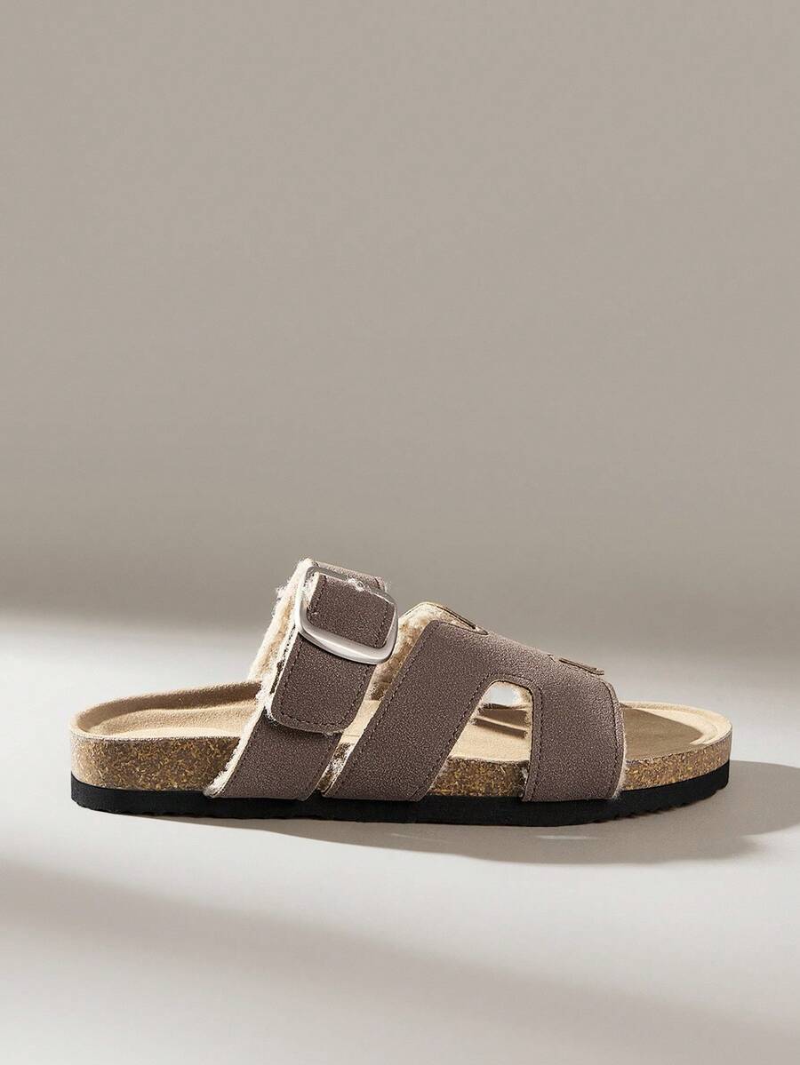 Solecia Sandalias planas deslizantes versátiles y minimalistas para mujer - Marrón - Ver 1